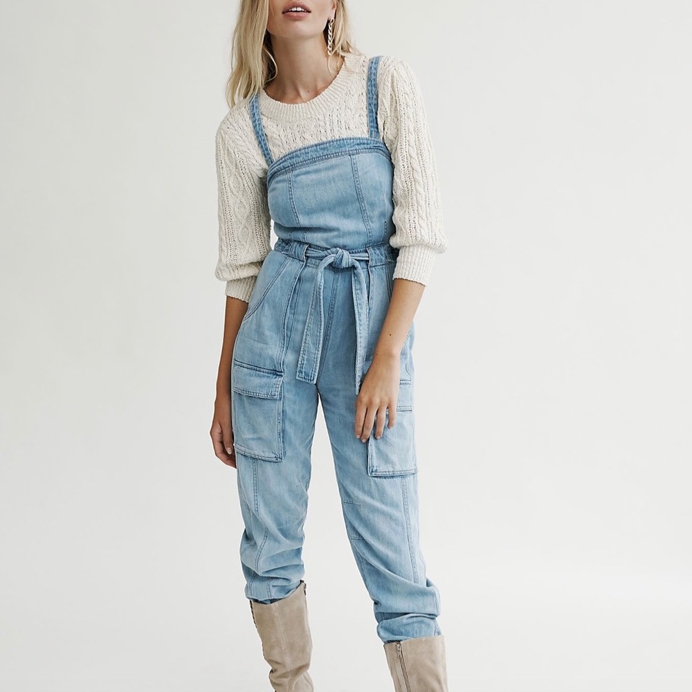 Free people Go West Denim Jumpsuit